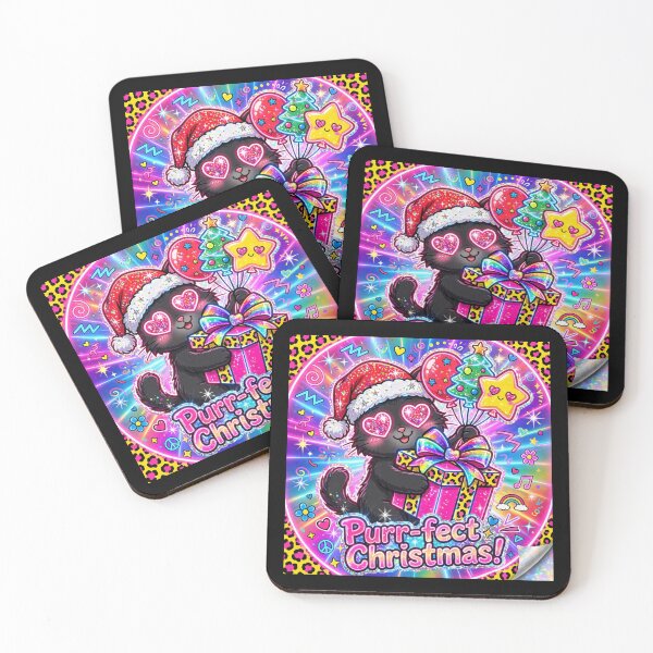 Item preview, Lisa Frank Christmas Black Cat Purrfect Neon 90s Retro designed and sold by HealingEraInk.