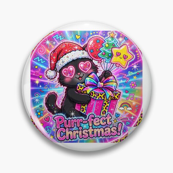 Item preview, Lisa Frank Christmas Black Cat Purrfect Neon 90s Retro designed and sold by HealingEraInk.