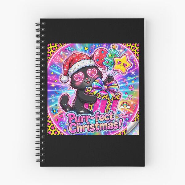 Item preview, Lisa Frank Christmas Black Cat Purrfect Neon 90s Retro designed and sold by HealingEraInk.