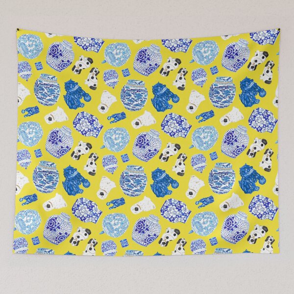 Item preview, Chinoiserie Curiosity Cabinet Canary Yellow designed and sold by YesterdayColl.