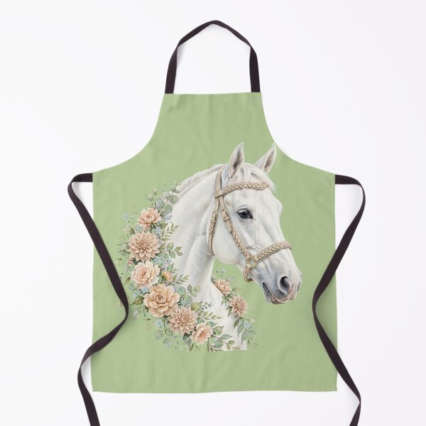 Item preview, White Horse Braided Halter Peach Floral Equestrian Art designed and sold by Vibe-Vary.