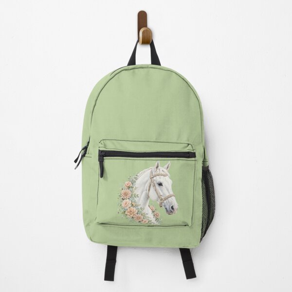 Item preview, White Horse Braided Halter Peach Floral Equestrian Art designed and sold by Vibe-Vary.