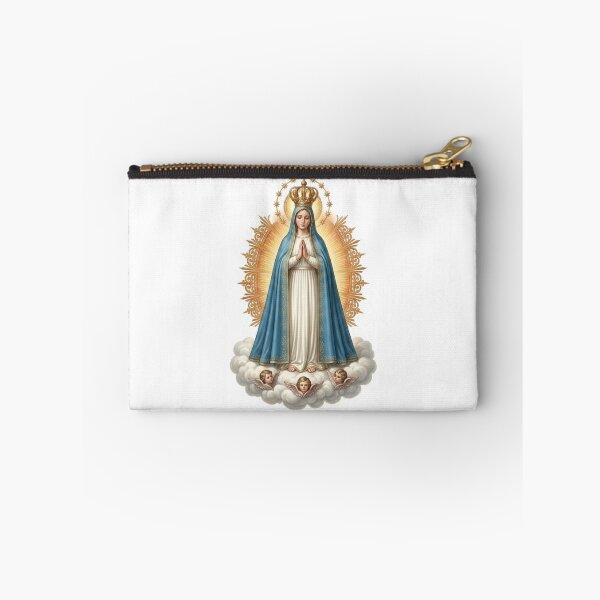 Item preview, Virgin with Crown and Clouds Catholic Art White Background designed and sold by MantoSagrado.
