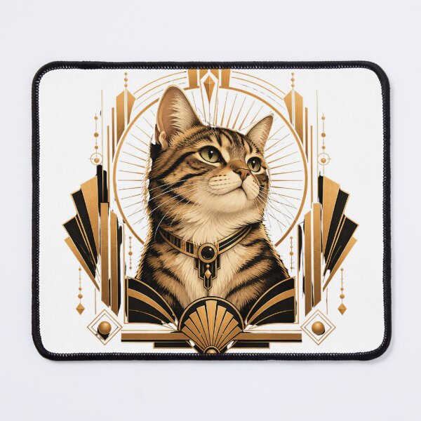Item preview, Art Deco Cat Portrait in Gold and Black designed and sold by CanArtVision.