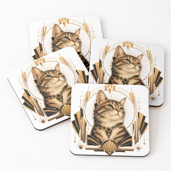 Item preview, Art Deco Cat Portrait in Gold and Black designed and sold by CanArtVision.