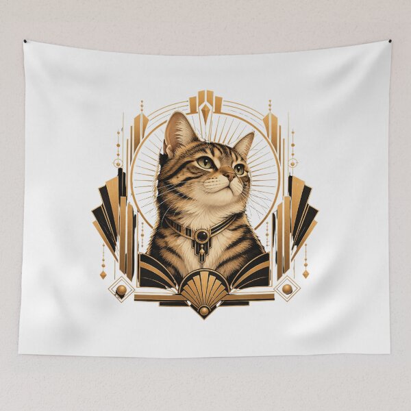 Item preview, Art Deco Cat Portrait in Gold and Black designed and sold by CanArtVision.