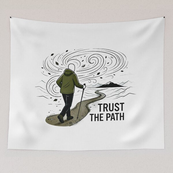 Item preview, Trust The Path - Hiking Journey Illustration designed and sold by ThePrintArt.