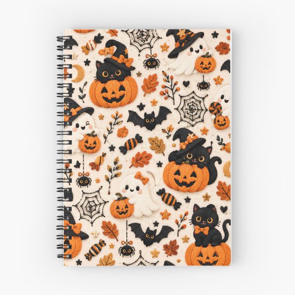 Item preview, Cute Halloween Black Cat Ghost & Pumpkin Pattern designed and sold by ManJiangHong.