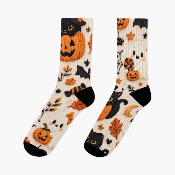 Item preview, Cute Halloween Black Cat Ghost & Pumpkin Pattern designed and sold by ManJiangHong.