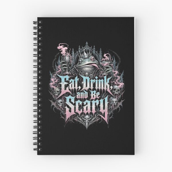 Item preview, Eat Drink And Be Scary Gothic Frog T-Shirt | Dark Metal Crowned Toad Goblet Throne Spooky Halloween Gift designed and sold by illeN-Art-World.