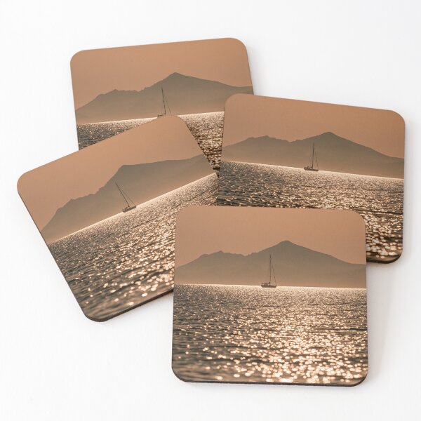 Item preview, Beautiful seascape with mountains and distant sailboat designed and sold by dcrc.