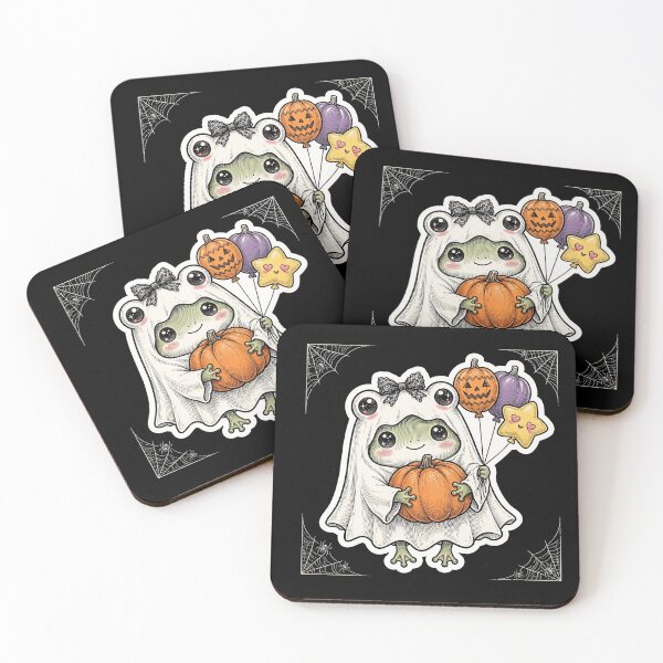Item preview, Cute Frog Ghost Pumpkin Balloons Halloween Kawaii Coquette designed and sold by HealingEraInk.