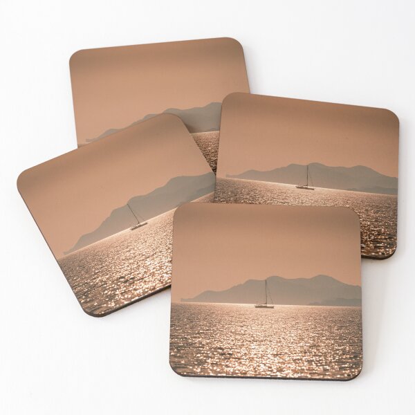 Item preview, Beautiful seascape with mountains and distant sailboat designed and sold by dcrc.