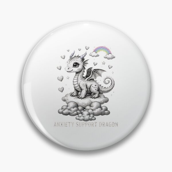 Item preview, Anxiety Support Dragon - Vintage Engraving Cute Dragon with Glitter Rainbow designed and sold by HealingEraInk.