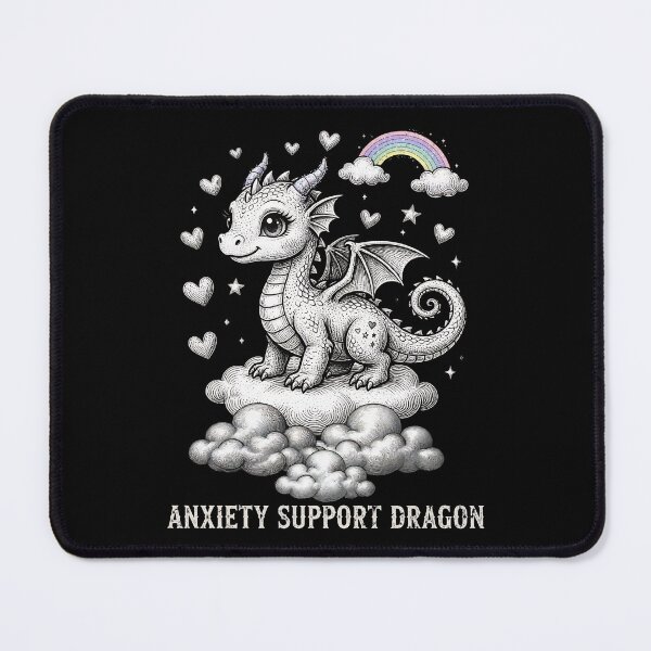 Item preview, Anxiety Support Dragon - Vintage Engraving Cute Dragon with Glitter Rainbow designed and sold by HealingEraInk.