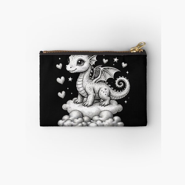 Item preview, Anxiety Support Dragon - Vintage Engraving Cute Dragon with Glitter Rainbow designed and sold by HealingEraInk.