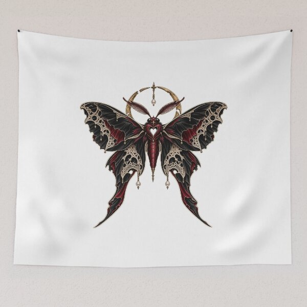 Item preview, Dark Romantic Lace Moth Gothic Streetwear Crest designed and sold by RAX Mirth Studio.