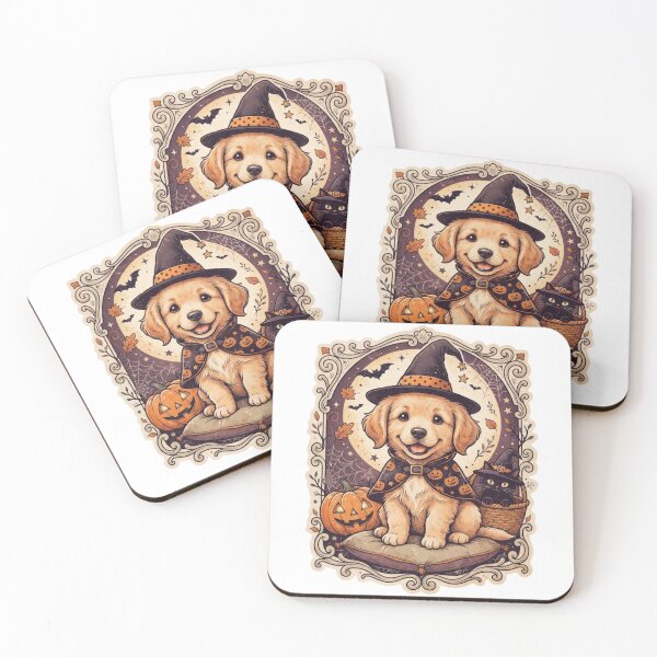 Item preview, Vintage Halloween design with witch puppy costume  designed and sold by VibranPalette.