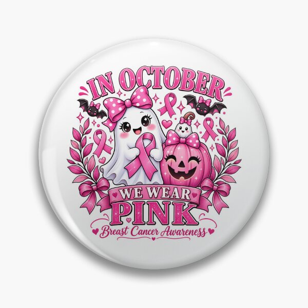 Item preview, In October We Wear Pink - Breast Cancer Awareness Halloween Ghost Pumpkin Pink Ribbon designed and sold by Rtcraftani.