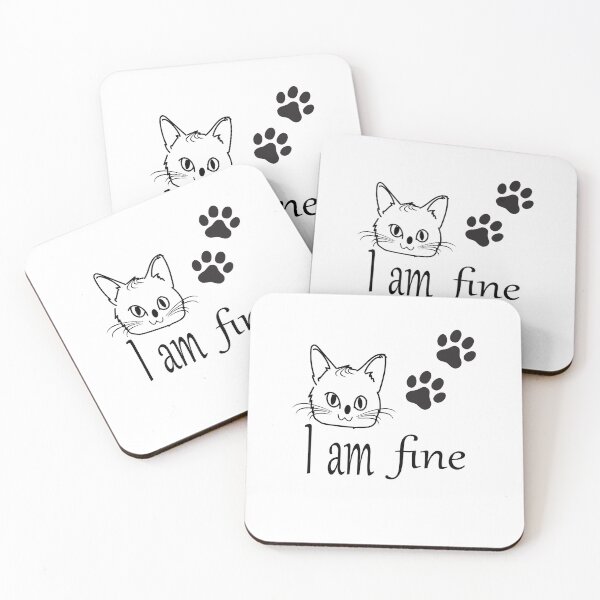 Item preview, "I Am Fine" Minimalist Cat Line Art Graphic T-Shirt | Mantex Protect Apparel designed and sold by Carftora786.