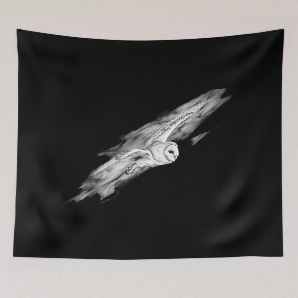 Item preview, Flying Barn Owl Sketch Wildlife Art Dark Fantasy Design designed and sold by Vibe-Vary.