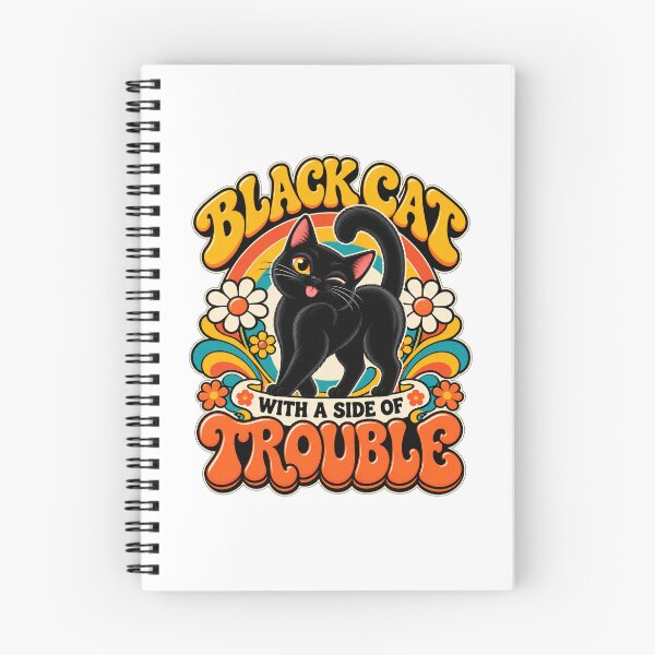 Item preview, Funny Black Cat – Retro Cat + Side of Trouble Graphic designed and sold by FaithArt777.