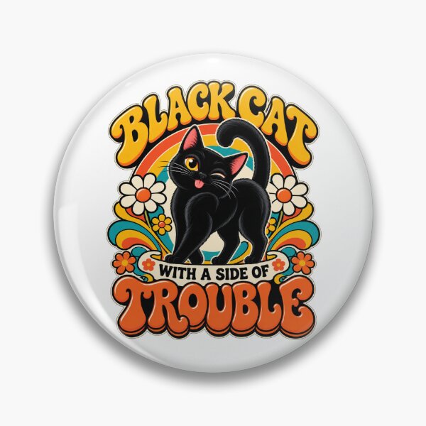 Item preview, Funny Black Cat – Retro Cat + Side of Trouble Graphic designed and sold by FaithArt777.