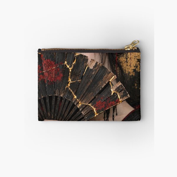 Item preview,  Japanese Woman Behind a Black Folding Fan with Gold Cracks designed and sold by MouradStudio.