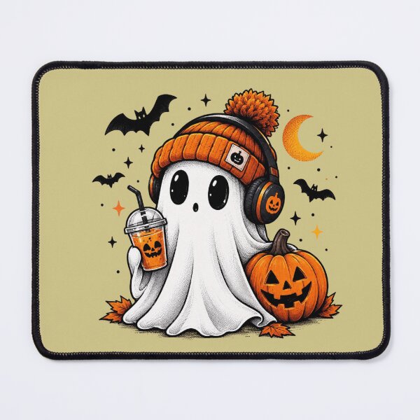 Item preview, Cute Ghost Drinking Iced Coffee Halloween Beanie designed and sold by hamadacolonel.