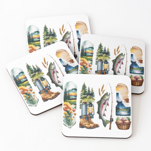 Item preview, Idaho Outdoors Watercolor – Mountains, Trout & Potatoes designed and sold by Marie Gems.