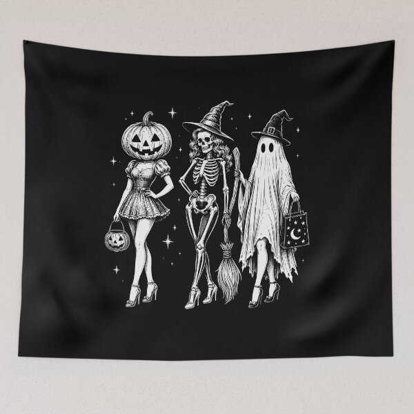 Item preview, Vintage Halloween Trio Pumpkin Skeleton Ghost designed and sold by Pet  Designs.
