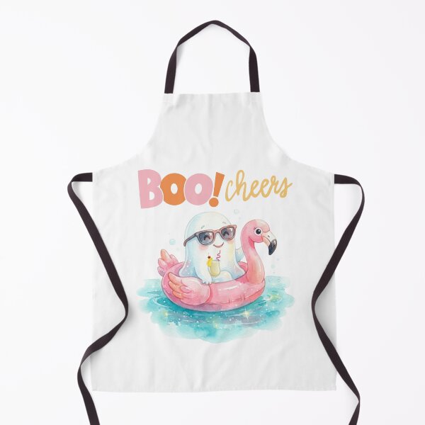 Item preview, Cute Summer Ghost on Flamingo Pool Float with Cocktail  designed and sold by VibranPalette.