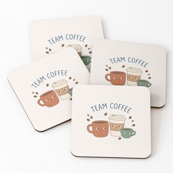 Item preview, "Team Coffee" Cute Kawaii Coffee Cups Espresso Beans Art designed and sold by Cipher & Soul.