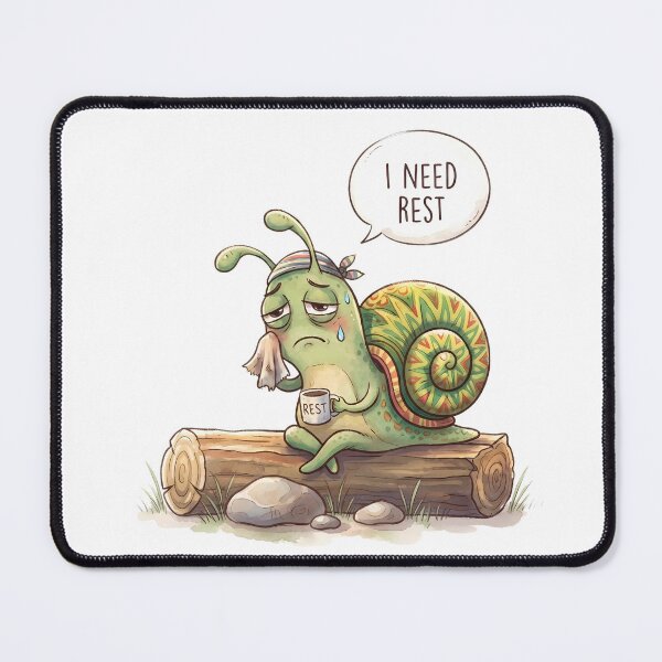 Item preview, I Need Rest - Tired Snail Illustration designed and sold by ThePrintArt.