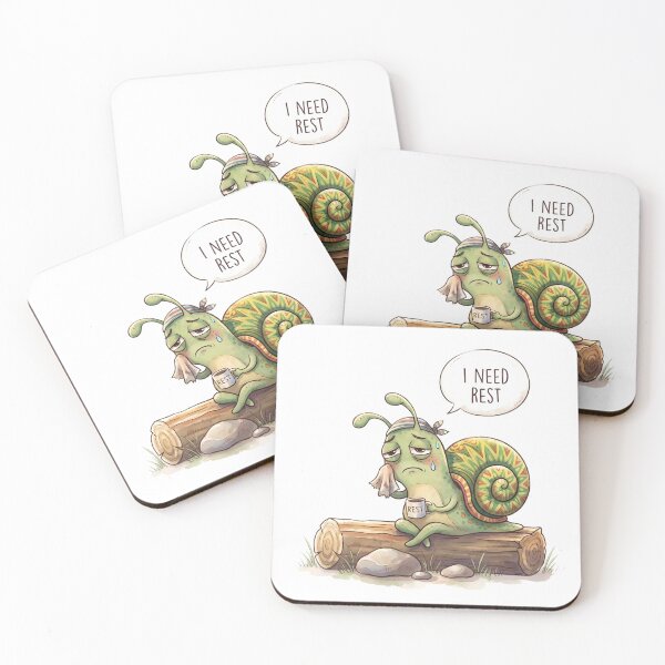 Item preview, I Need Rest - Tired Snail Illustration designed and sold by ThePrintArt.