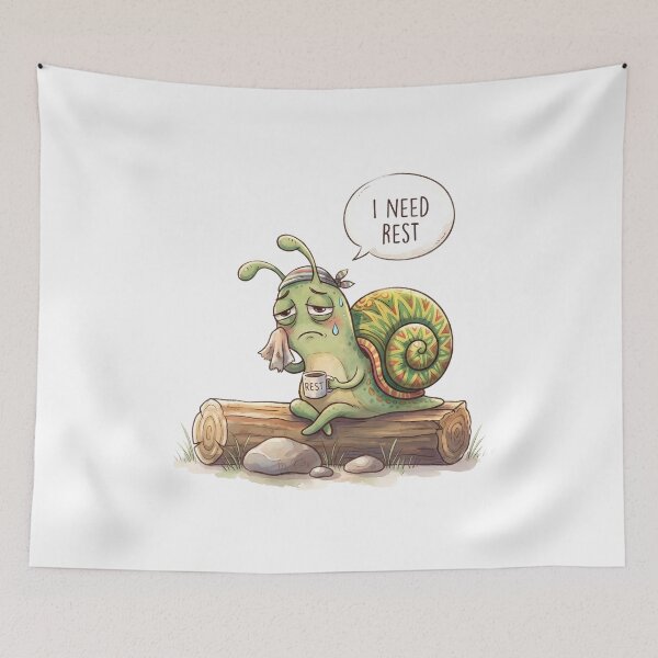 Item preview, I Need Rest - Tired Snail Illustration designed and sold by ThePrintArt.