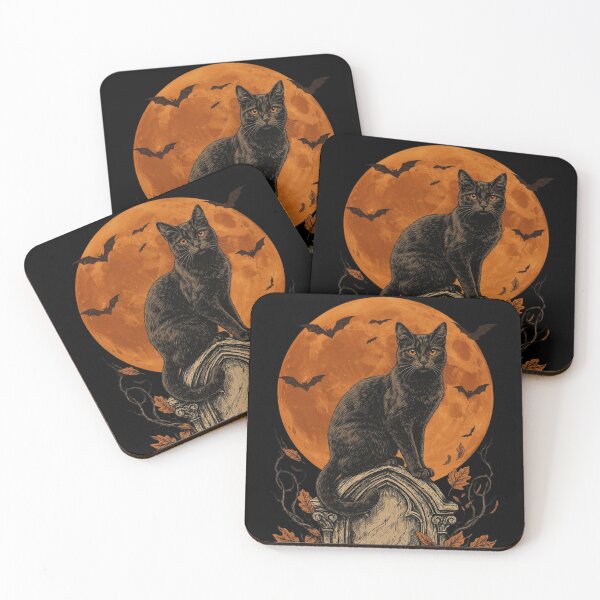 Item preview, Black cat on Halloween night designed and sold by BiaSMartins.