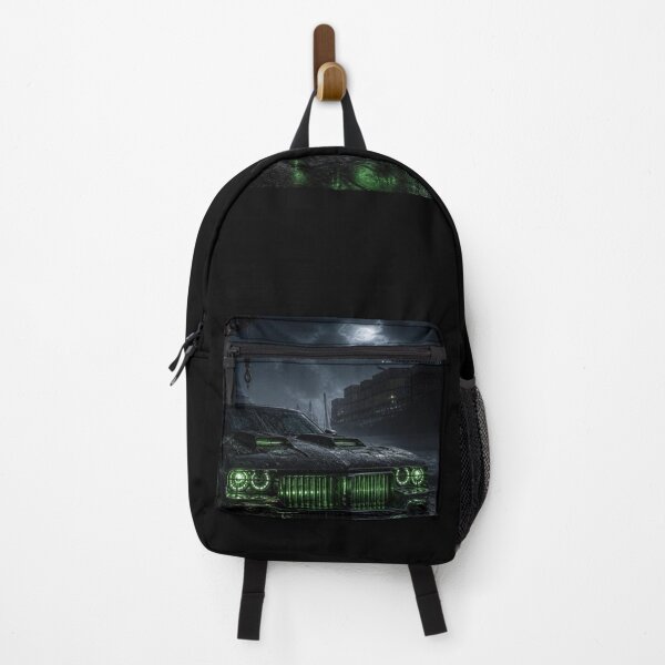Item preview, Cyberpunk Muscle Car Toxic Green Industrial Dock Art designed and sold by LazyDayzCo.