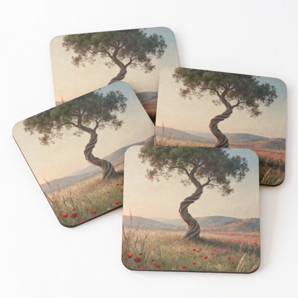 Item preview, Poppy Meadow Wall Art, Surreal Tree Landscape Painting, Dreamy Wildflower Nature Print, Countryside Decor designed and sold by stylishdzign.