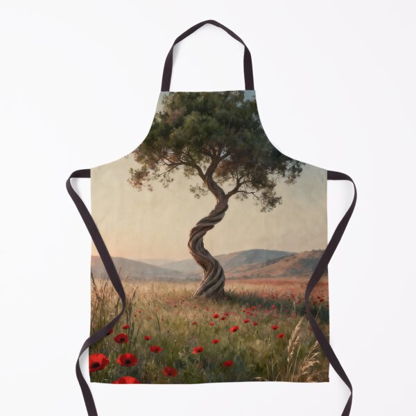 Item preview, Poppy Meadow Wall Art, Surreal Tree Landscape Painting, Dreamy Wildflower Nature Print, Countryside Decor designed and sold by stylishdzign.