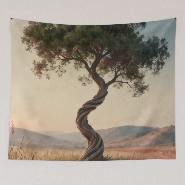 Item preview, Poppy Meadow Wall Art, Surreal Tree Landscape Painting, Dreamy Wildflower Nature Print, Countryside Decor designed and sold by stylishdzign.
