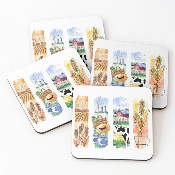 Item preview, Iowa Farmland Watercolor – Corn, Wind Turbines & Dairy Cow designed and sold by Marie Gems.