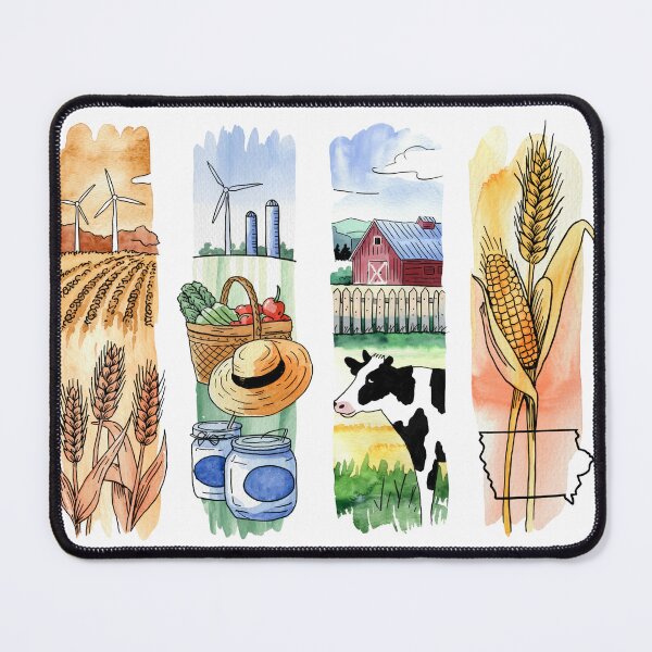 Item preview, Iowa Farmland Watercolor – Corn, Wind Turbines & Dairy Cow designed and sold by Marie Gems.
