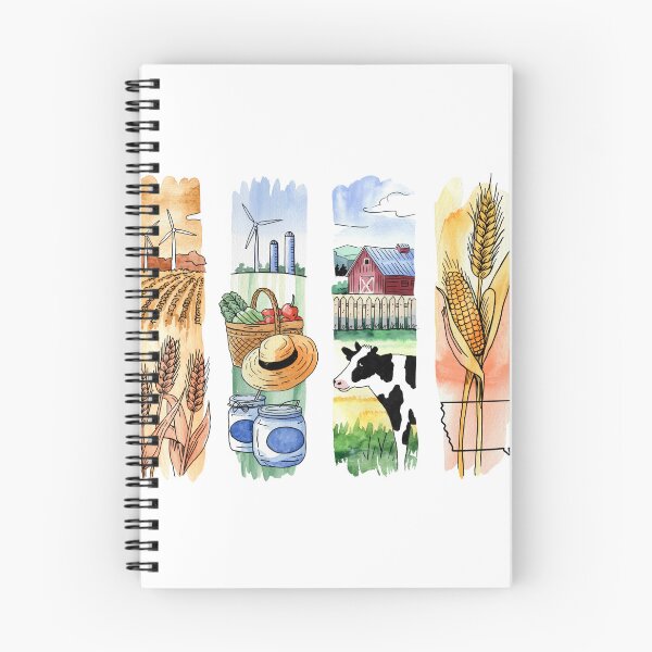 Item preview, Iowa Farmland Watercolor – Corn, Wind Turbines & Dairy Cow designed and sold by Marie Gems.