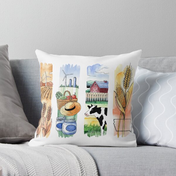 Item preview, Iowa Farmland Watercolor – Corn, Wind Turbines & Dairy Cow designed and sold by Marie Gems.
