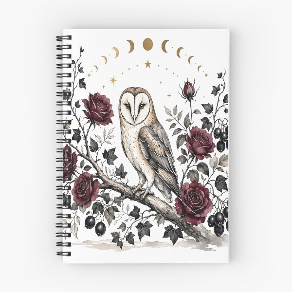 Item preview, Mystical Barn Owl with Crescent Moon and Dark Red Roses designed and sold by CraftyValley.
