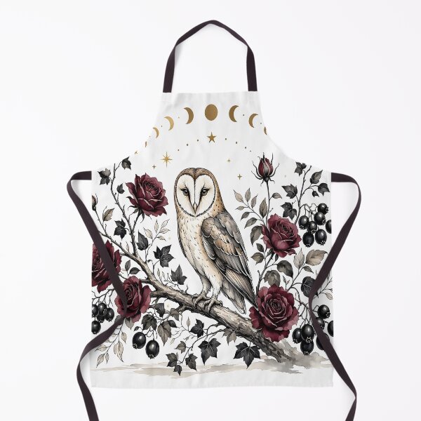 Item preview, Mystical Barn Owl with Crescent Moon and Dark Red Roses designed and sold by CraftyValley.