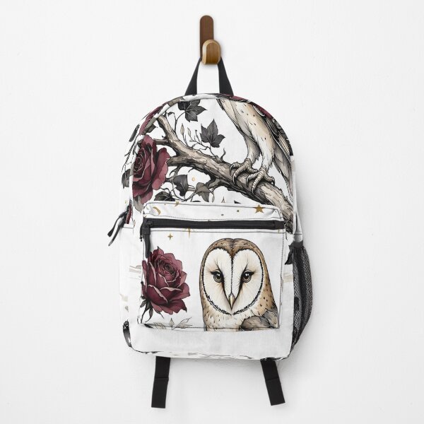 Item preview, Mystical Barn Owl with Crescent Moon and Dark Red Roses designed and sold by CraftyValley.