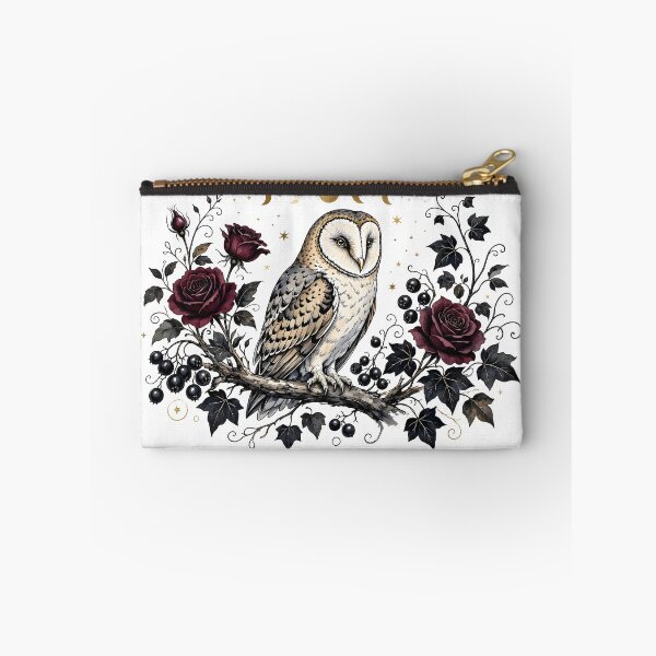 Item preview, Gothic Barn Owl with Dark Red Roses and Moon Phases designed and sold by CraftyValley.