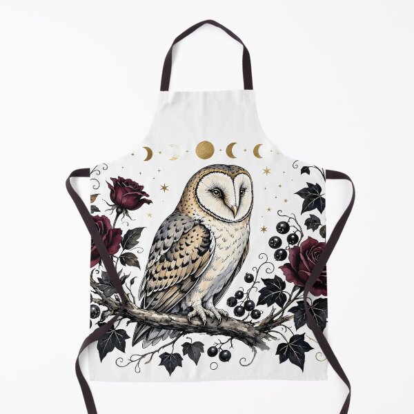 Item preview, Gothic Barn Owl with Dark Red Roses and Moon Phases designed and sold by CraftyValley.